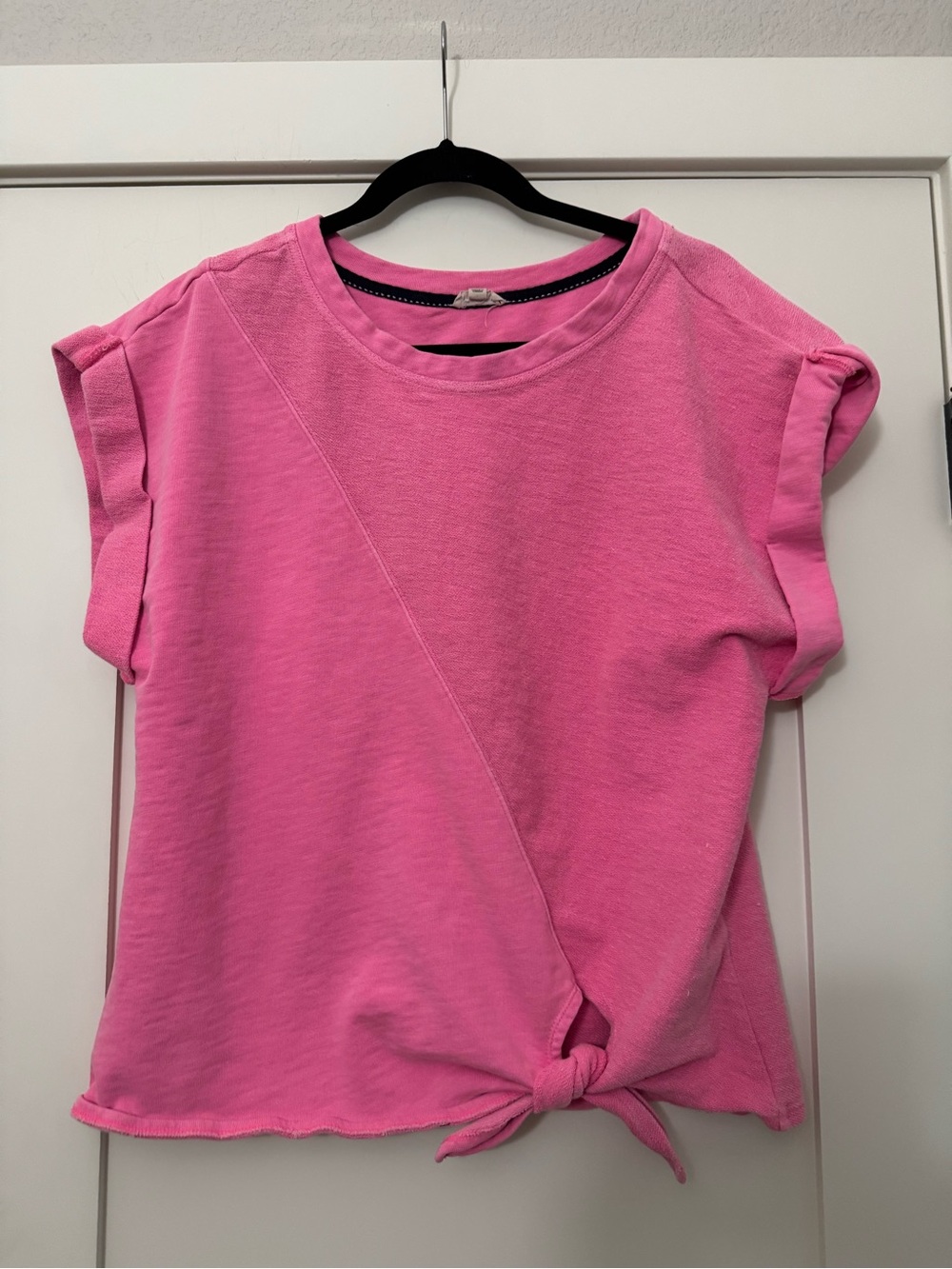 Pilcro Bright Pink Knot-Front Crop Top